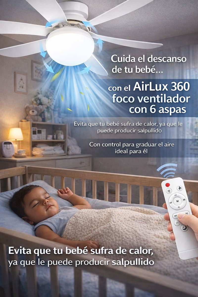 AirLux 360 foco ventilador 6 aspas con 3 colores de luz